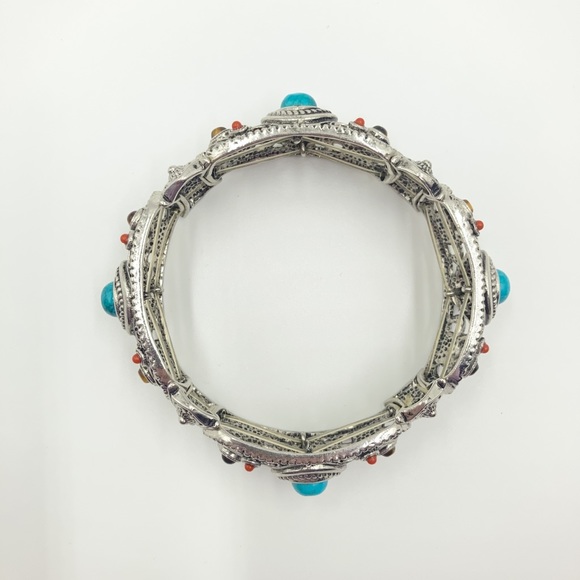 Graziano bracelet boho best western simulated turquoise tiger eye silver tone - Picture 5 of 14